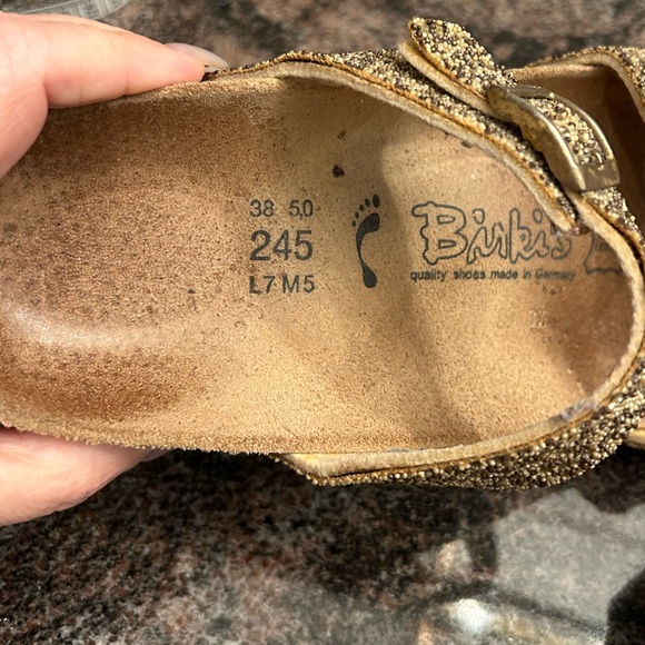 Birkenstock Birkis Sydney Gold Glitter Finish Sandals - Picture 5 of 8